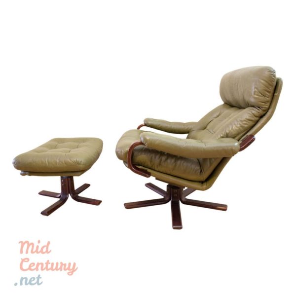 Leather lounge chair with ottoman