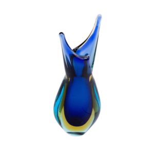 Murano sommerso vase in blue and yellow