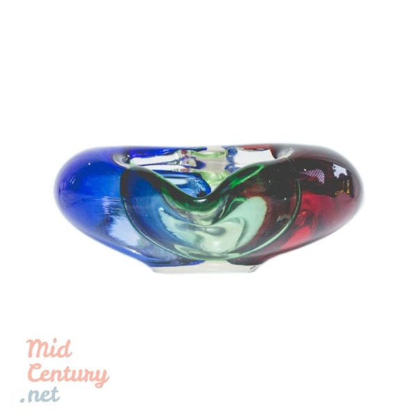 Tricolor Murano ashtray (or dish) in blue, red and green