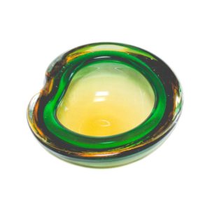 Green and brown bowl made in Murano, in the 1950s