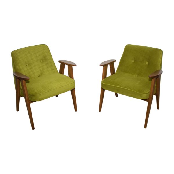 Pair of Józef Chierowski's 366 armchairs made in Poland